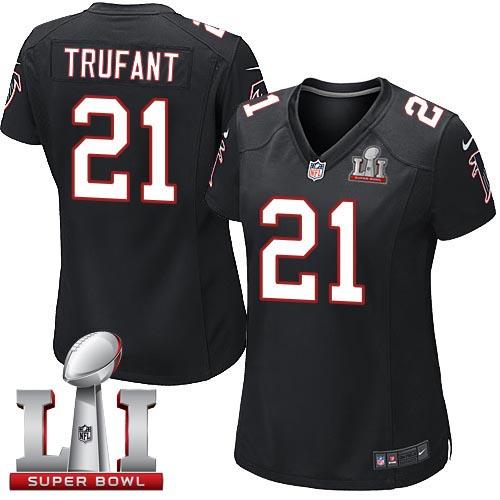 Nike Falcons #21 Desmond Trufant Black Alternate Super Bowl LI 51 Women's Stitched NFL Elite Jersey